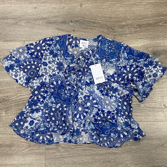 Misa Raziela Cropped Chiffon Ruffle Top - Picture 4 of 11